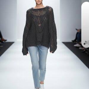 Rumored Charcoal V-Neck Sweater